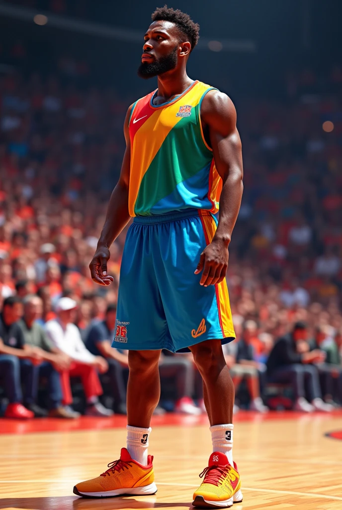 Create a basketball jersey of blue white yellow 