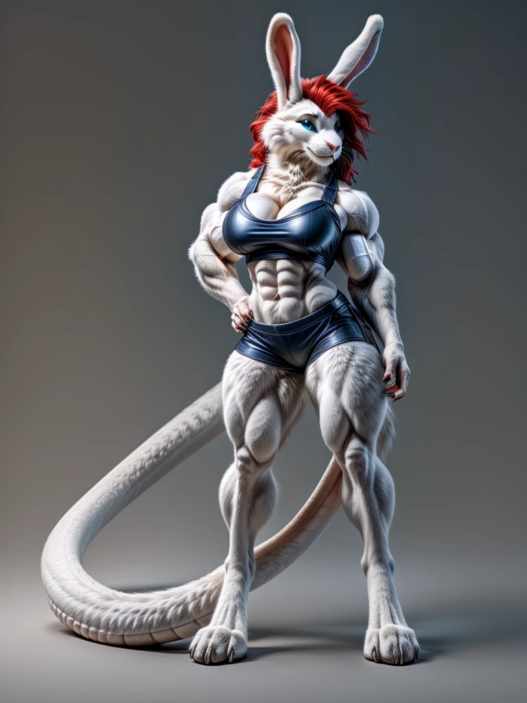 dinosaurgirl,furry,muscular female,claws,torn clothes,pink bra, alternate muscle size, (biceps),muscular thighs,best quality,surprised