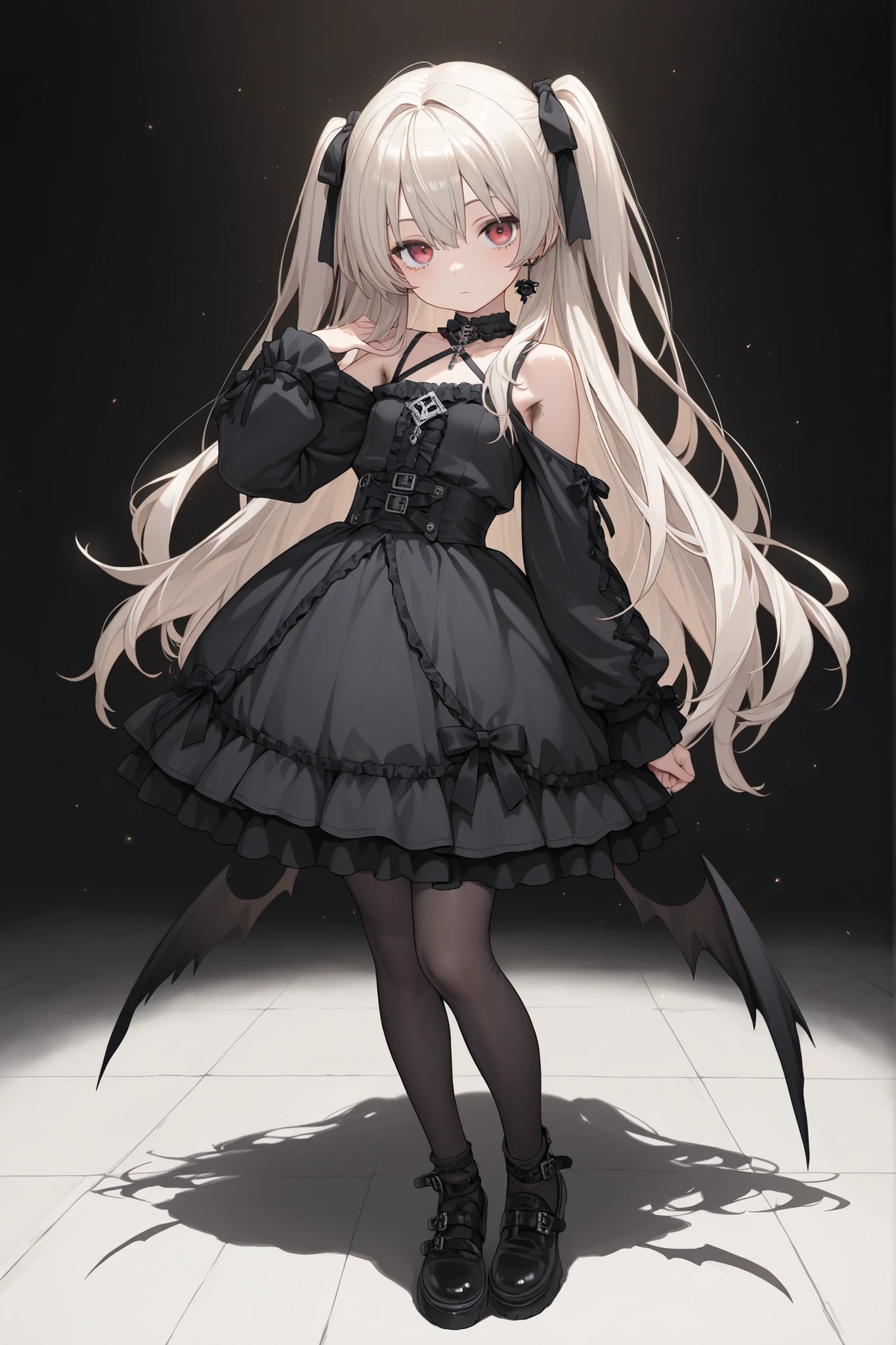 1 girl、Young girl, Gothic ta,oversized, expressionless, Long sleeves,Hide your hands, masterpiece、Highest Quality, full body, Very Detailed,(best quality),((masterpiece)),(high resolution),8K wallpaper,dynamic pose with armpit hair,