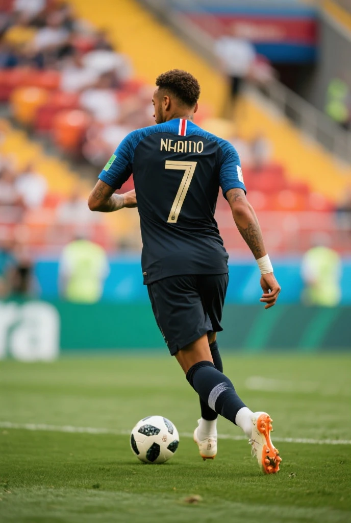 photorealistic, 8k, hyperrealistic, a Mbappe wear PSG jersey, number 10, celebrating his goal, in stadium, arm crossed pose, highly detailed face, intense expression, full body in frame, dramatic lighting, cinematic composition, chiaroscuro, dramatic shadows, photographic realism