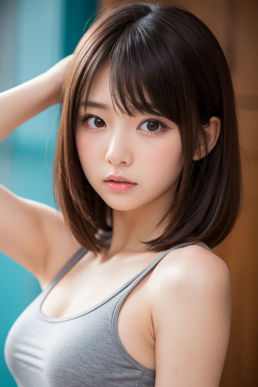 (software:1.8、Masterpiece, highest quality),1 girl, alone, hyper Realistic, Realistic,Realistic, Looking at the audience, Light brown eyes:1.4,Brunette Short Bob Hair with highly detailed shiny hair, Bright red clothing:1.4, Lepangas:1.4), Mouth closed, Upper Body、big chest eye、eyelash、{Huge|big chest|Hugeな|Mega} whole :2, Chest cleavage:2、(((Add highlights to the eyes:1.4、big chest eye、Short Bob Hair、Glossy Skin:1.4、Looking at the audience、She is very beautiful and cute、Show me your ears、Beautiful long neck、smile、Close your mouth and smile、Bangs and beautiful teeth)))、Ideal body type、((A beautiful, pure white background with nothing drawn on it:2、A simple, blank white background:2、Very simple white background:2))、Beautiful long neck:1.4、(({Huge|big|Huge|Mega} chest, Chest cleavage:2、Upper Bodyは服を着ていない:1.6))、(((Portraiture:2、Face close up:2、Face close up:2)))、Perfect Anatomy