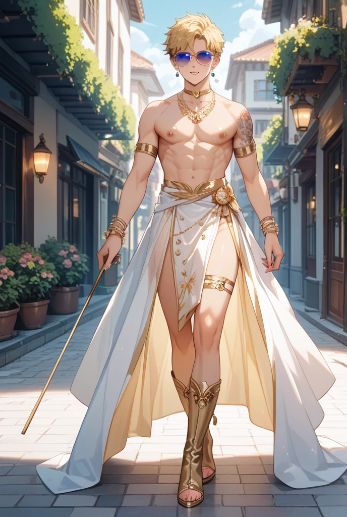 in a panoramic view,Full body like,20-year-old woman,height 165cm,father,The face is delicate,golden hair, biggest chest, completely naked, completely naked