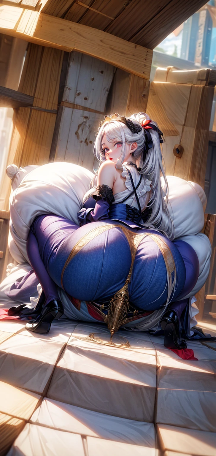 work of art, best qualityer, 1 girl, nahida, impacto genshin, White hair, hair green, cute, from behind, hair falling forward, bed-in, blush, breastsout, in this, rug, bare rug, rugboob, bared shoulders, completely naked, Inside the house, lying on bed-in, pillow, shining skin, oil, oily, oiled rug, semen, semen on rug, camera below, focus on the ass, camera facing bunda, legs fully open, very bright, complete package, light in everything, muito focus on the ass, ass half the screen, more focus on the ass, CLOSER, legs fully open