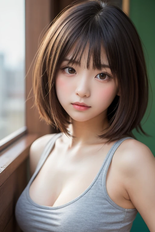 randome pose、mix4、(8K、Raw photography、top-quality、​masterpiece:1.45)、(realisitic、Photorealsitic:1.37)、one girls、cute little、Cityscape、natta、Sateen、Wetty、profetional lighting、photon maping、Radio City、physically-based renderingt、Gradient black hair、white  hair、short  curly hair、a handsome、girl with、Tight T-shirt、Mini skirt、pale-skinned、top quality photo、hight resolution、1080p、(clearface)、(Detailed face description)、(Detailed hand description)、 (​masterpiece), (Exquisite CG), extreme light and shadows, dishevled hair, ​masterpiece, lush detail, (Fine facial features), (Highest Quality Photos), (​masterpiece), (finely eye), Look in front of you, Fine clavicle, (Colossal tits:1.47),