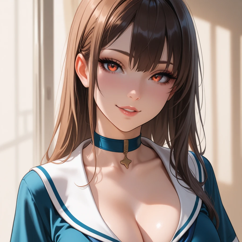 1人の女性、 watching at viewers、
,Her beautiful blue eyes, Twin-tailed brown hair, Moles under her eyes, Plump and glossy lips, Heart-shaped choker, Looking at the viewer, smiling at the viewer. .. .. .. .. .. .. .. .. .. .. .. .. .. .. .. .. .. .. .. .. .. .. .. .. .. .. .. .. .. .. .. .. .. .. .. .。.。.。.。.。.。.。.。.。.。.。.。.。.。.。.。.。.。.。.。.。.。.。.。.。.。.。.。.。.。.。.。.。.。.。.。.。.。.。.。.。.。.。.。.。.。.。.。.。.。.。.。.。.。.。.。.。.。.。.。.。.。.。.。.。.3D, cyberpunk style short clothes、Nami Style in Anime One Piece, of the highest quality, 8K, Detailed skin texture, Detailed Cloth Texture, beautifull detailed face, Intricate details, Pirate Ship、
Rim lighting, Side lighting, Cinematic lighting, Ultra high definition, 8K UHD, Film grain, Best Shadows, Delicate, Facing the viewer, gazing at viewer