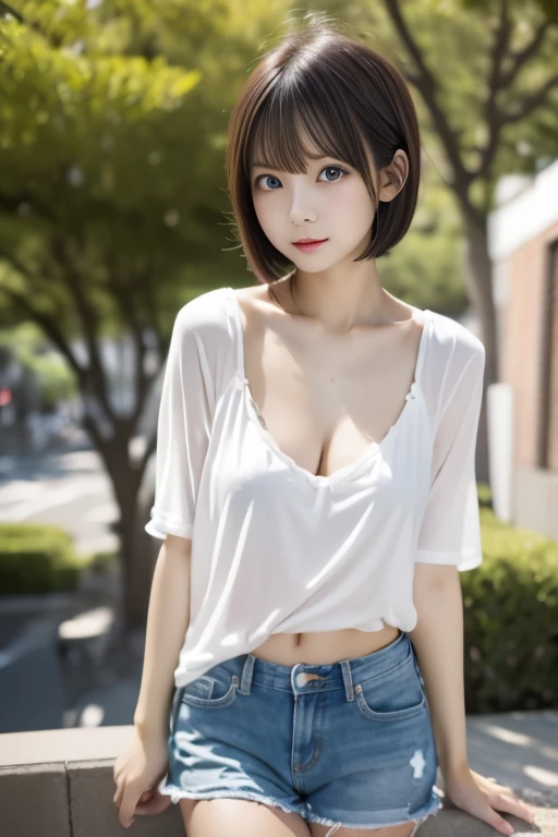 8k,(RAW photo),(best quality, masterpiece:1.2), (realistic, photo-realistic:1.25), ultra high res,
(), very cute 1girl, kawaii, (smiling), (loli), (loli fac4), (plump body:0.9), (little:1.25),
(nude:1.1),
(embarrassed:0.1), (full-face blush:0.1),
(flat chest:1.1),
in street, form below,
free pose,
cowboy shot,
(short hair:1.2), parted bangs, dark brown hair,
Glossy Skin, clear white skin,