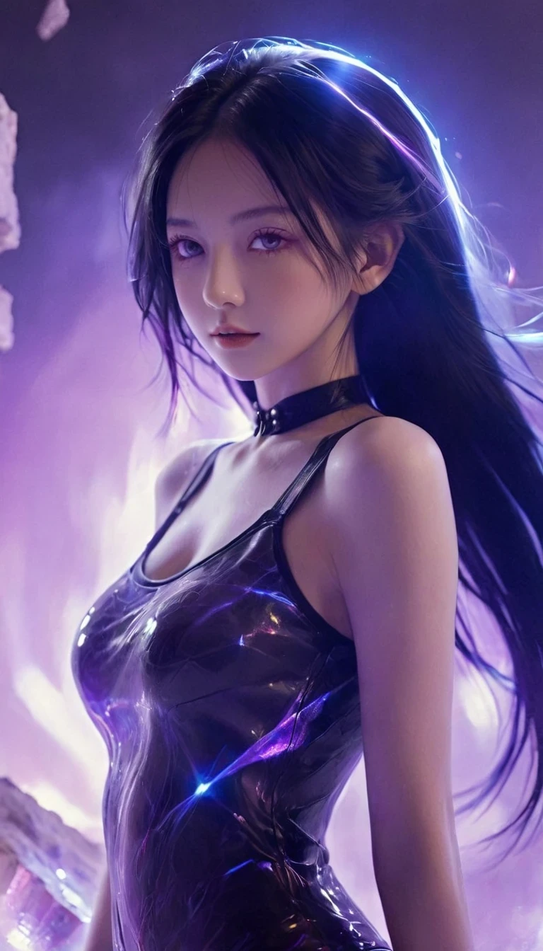 (Absurd, High resolution, Very detailed), (One Girl:1.3), Twin tails, Purple Hair, break , Glitch Art, Digital Distortion, Pixelated Fragments, Data Corruption, Colorful Noise, Visual clutter, contemporary aesthetics break , Enamel Art, Glass-like surface, Vibrant colors, Glossy finish, Reflective Texture, Richly pigmented, fluid forms break , Ethnic Style, Traditional Costume, Vivid patterns, Handmade textiles, Cultural motifs, Beaded Jewelry, Artisan handmade accessories