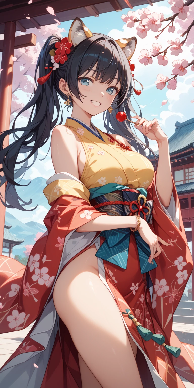 (masterpiece, best quality:1.2),Ukiyo-e style,The Great Wave off Kanagawa,flowers, birds, fish and insects,tree,animal,(masseter membrane、top quality、Ukiyo-e style、mystery、Exquisite and beautiful、official art、Sharaku:1.2)、(1 girl in:1.3)、(Fractal art:1.3)、cowboy shooting、White skin、clear fingers,beautiful fingers(beautiful brunette、kimono:1.2)、Set against the backdrop of traditional Japanese performing arts、rich and colorful、(reel、Belongs to Japanese style:1.2)、glowing skin、spread your legs,Camel toe showing thigh!!!、