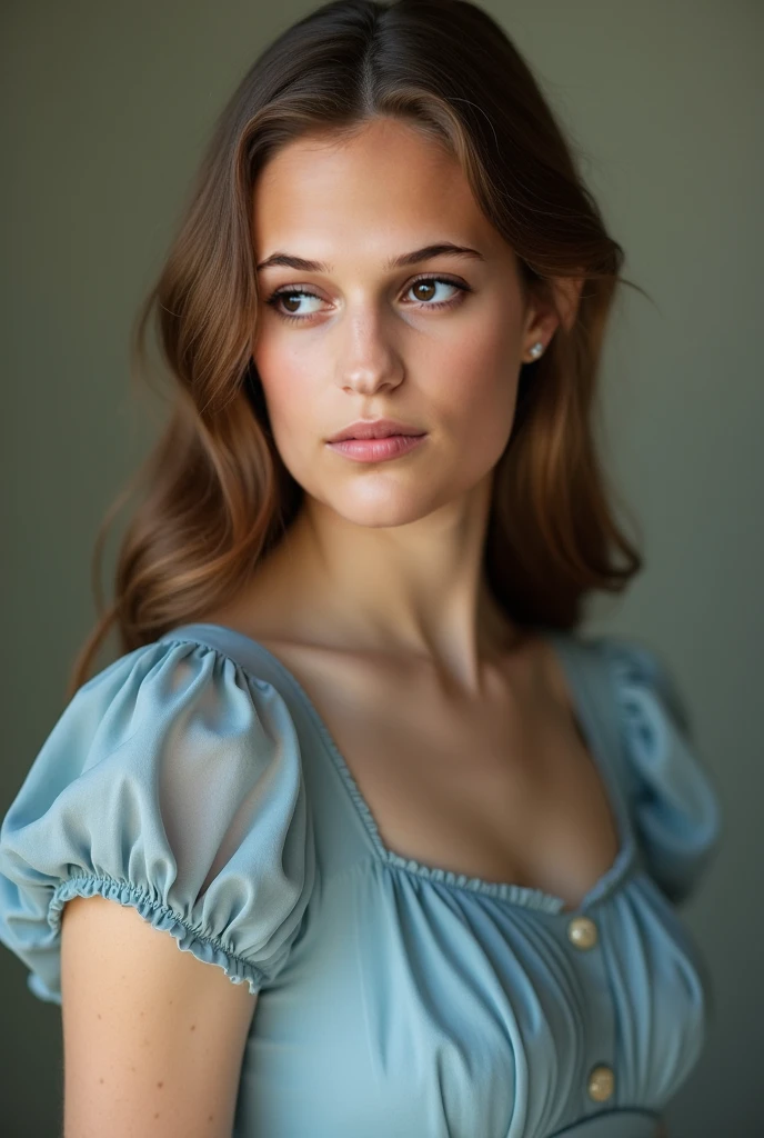 European woman, closeup, sandals, (shirt), pants, (favela houses), [ZM_mathea:ZM_dina], wide shoulders, perfect face, (contact iris: 1.1), pale skin, skin pores , depth of field