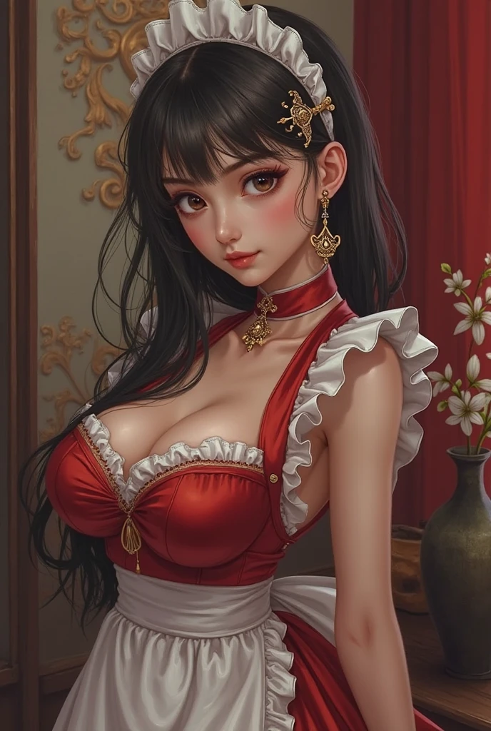 breast curtains, china dress, areola slip,(best quality:1.0), (8k wallpaper:1.0), extremely delicate and beautiful, (beautiful detailed face:1.0), (detailed deep eyes), symmetrical breasts, deep eyes, steam, shiny skin,
