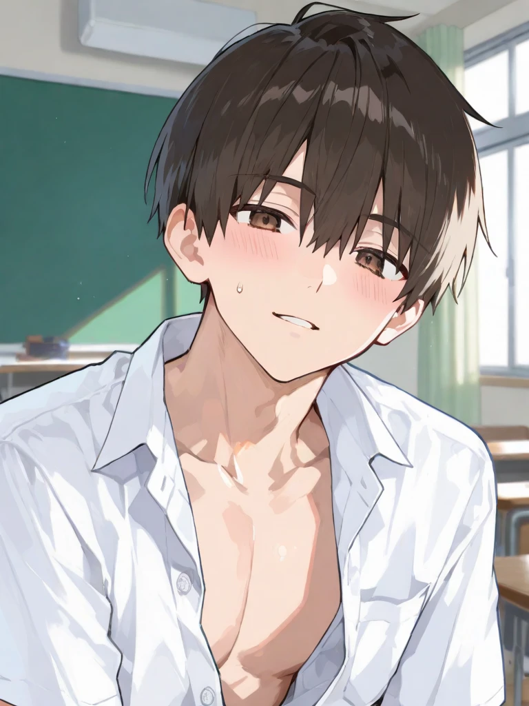 shota、Penis、Kindergarteners、、Slender figure、Boy、Half naked、Lower school year、Short、erection、Dynamic Angle、masterpiece、best quality、ultra-detail、School、In the classroom、Massive 、sperm、semen、There are some classmateachine、Chair