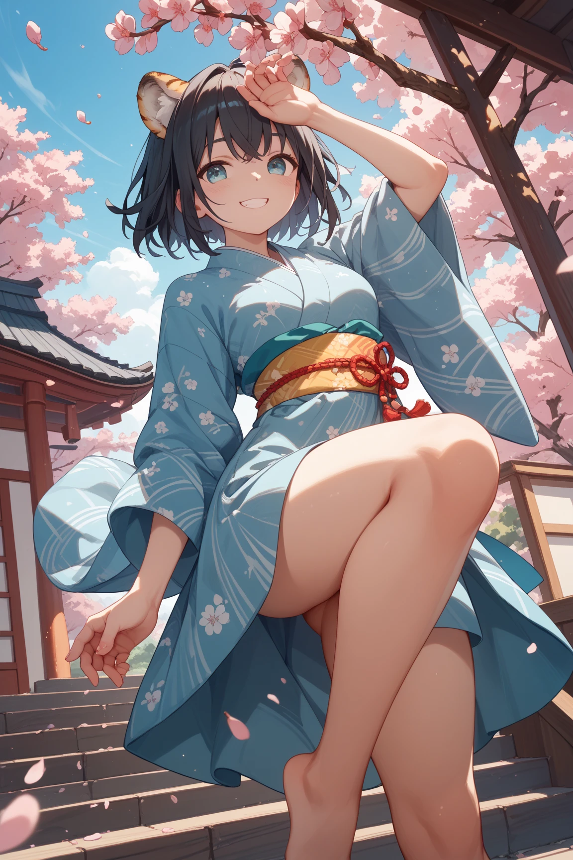 ,score_7_up,score_8_up,score_9,japanese girl,smile,,one leg standing,grab one leg
