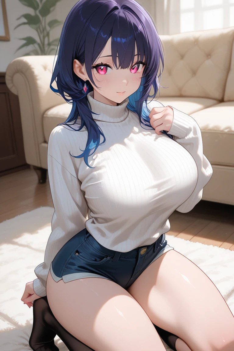 Browsing Caution、8K,Highest quality, masterpiece, Very detailed, Ultra-high resolution, Realistic, RAW Photos, , Absolute Resolution, 1 Girl, 15 years old、alone,Cowboy Shot,Japanese women,(smile),(High Ponytail:1.1)、 Big Breasts ,Plump thighs, No underwear on,Large hoodie:1.3),Beautiful Eyes , Perfect limbs, Perfect Anatomy、White panties,Cute pose