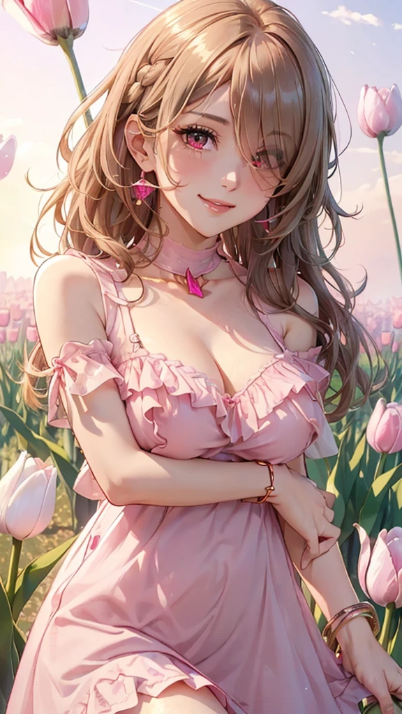 Brown Hair Long Hair woman Purple clothes anime style A kind face