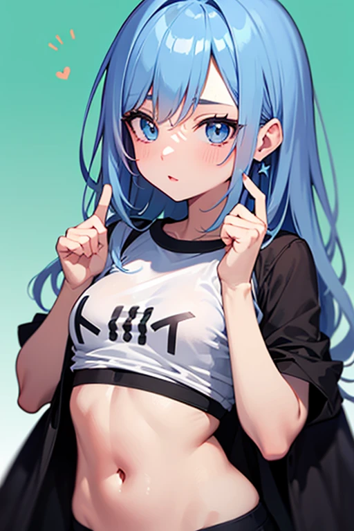 (NSFW:1.2), (8K, Raw photography, Top image quality, tmasterpiece: 1.4), super highly detailed, (realisitic, photoreallistic: 1.48), 1girl in, Solo Focus, type moon style, Kyoto Animation Style, short-length hair, (blue hairs:1.7), Blunt bangs, Hair Between Eyes, Clear eyes, side locks, White hair, Shiny hair, beautiful detailed cold face, Seductive smile, angry, complex details beautiful and delicate eyes, bare_shoulders, Small_Breasts, Gray eyes, White skin, Hair Ornament, (((T-shirt))), swim ring, swimsuit, beautiful bare back, Sandals, Skindentation, collar bone, bare_Legs, beach, Beautiful detailed sky, White sand, tree, very precise details, absurdist, Extremely detailed, 16k wallpaper,remrezero