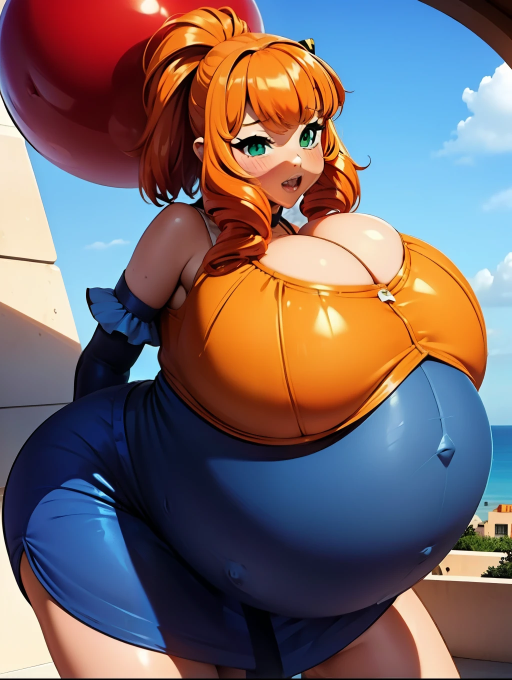 (photorealistic:1.4), (masterpiece, sidelighting, finely detailed beautiful eyes: 1.2), masterpiece*portrait, realistic, 3d face, good photo, 4k, high quality, high resolution, hyper detail, realistic, reality, smooth graphics, realistic sexy wears, 3D, best resolution, sexy, good contrast, perfect shading, realistic skin texture, finely detailed, dramatic lighting, realistic lighting, amazing shadows, sexy and hot, huge breasts about to burst, huge butts, thicc thighs, everything she wears is tight, shiny and skinny, , shiny hair, extreme shiny skin, tight skinny shiny latex long pants