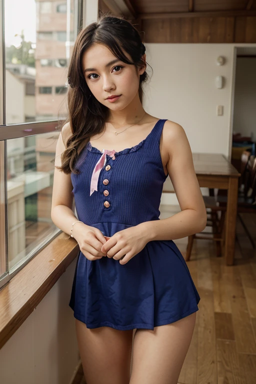 Pretty girl raises sundress to show her panties