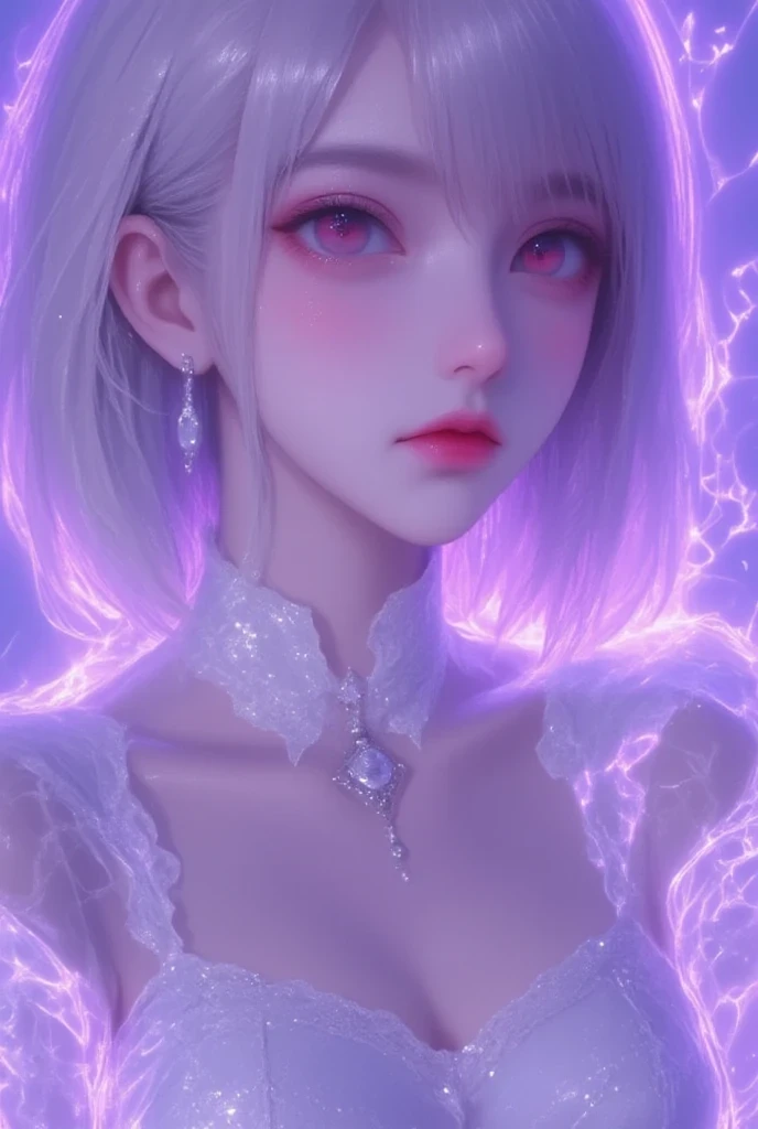 (intermediate shot), portrait of a 21-year-old woman , (:0.9), masterpiece, best quality, great quality, Very Beautiful, high resolution, newest, Super Detail, realistic, (intermediate shot), 1 girl, (:0.9), tattoo all over,(( punk style fashion))), , Red Eyes, long gray hair, wolf cut, slender, Slim waist (( hime cut, long hair )), woman with black hair and blue eyes, 18y, portrait, black hair, blunt cut in g, is standing, Purple Aura, Rubble Drifting Around Her, telekinesis, kind smile, fantasy theme, fanart, Amazing Purple Light Background, depth of field, stick out your navel,,(Nipples:1.2)