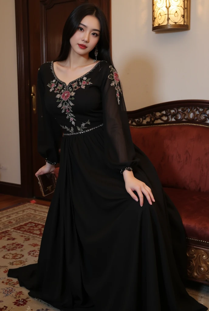 ((girl on street road, luxurious city, luxurious place,), 
(((Full body shot))), (Indian babe),  (wide standing position), (looking at viewers, front view shots, wide angle view), (masterpiece, hyper_realistic, hyper_detailed, photorealists, photo_realism), 1girl, 20 years old lady, 16k, FHD, UHD, high quality pictures, extremely detailed, candid brightness, candid shots, (iconic picture shot, perfect brightness, perfect contrast, perfect colour), (pretty face, iconic face), (detailed face, detailed eye, detailed lips, detailed neck, ultra realistic face, ultra realistic eye, ultra realistic lips), (attractive hair style, hair style), (sagging perky breasts, perfect rounded breasts, attractive breasts, perfect breasts shape), (attractive body figure, perfect body figure, perfect figure, curvy_figure, hourglass_figure), (embroidery High heels, fancy high heels, iconic heels),   
(((A-line shape maxi), (embroidery A-line maxi), (ruffled red maxi), flared maxi, long skinny sleeves, fancy ruffled neck)), ((a beautiful fantasy empress).inspired by Sim Sa-jeong，Azure. , ,