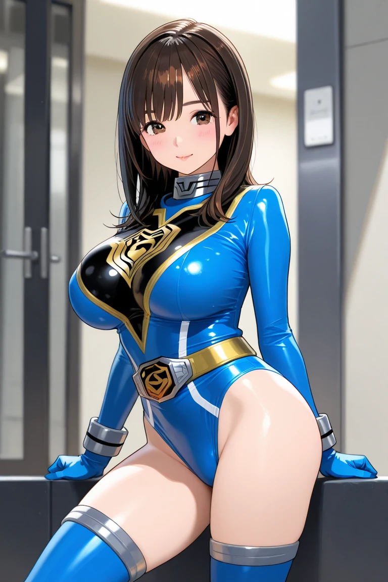 (((blue delmo uniform, extremely glossy latex)))