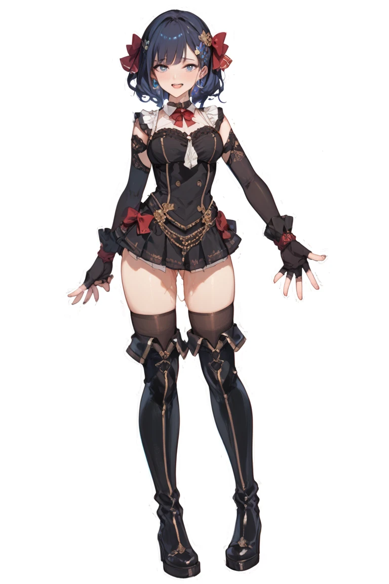 Masterpiece, best quality, Topaz V4, 1 girl, alone, look at viewer, รอยsmile, shirt, hair accessories, glove, rift, bare shoulders, sit, full body, white shirt, boots, glove, black glove, black shoes, smile, thigh strap, knee boots, cross your legs, coin, coin, DSLR Photos, (8ก, 4K, Masterpiece),(Masterpiece, best quality), best resolution, (3 heads:1.5), tear, open mouth, รอยsmile, be happy, Arms separated,Hotel Rooms, arm circle, (Put your hands on your head...), (lower hand on ankle), (lower hand on leg), Full content in the frame, full body view, (four arms),(Multi-arm),(many hands), รูปร่างเพรียวบาง Masterpiece,best quality,best resolution,1 woman,many heads, upper body, รอยsmile, Blush, outdoor, day, simple background, blue sky, short hair, sky, measure, Look at the viewer., stairs, mountain, mood light, Facing the audience,big breasts,simple background,Beautiful face,Beautiful hair,beautiful eyes,beautiful body,Beautiful hands,conjoined twins