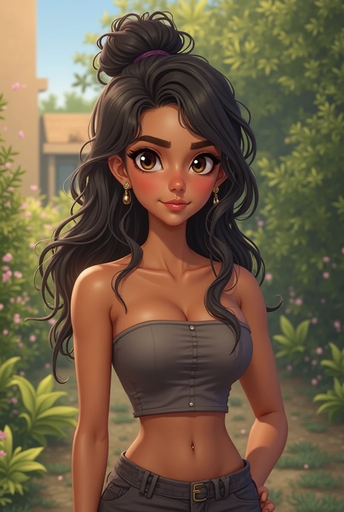 bangladeshi girl, oval shape face, smile, attractive eyes, tight feetings dress, attractive breast, standing, 3d render