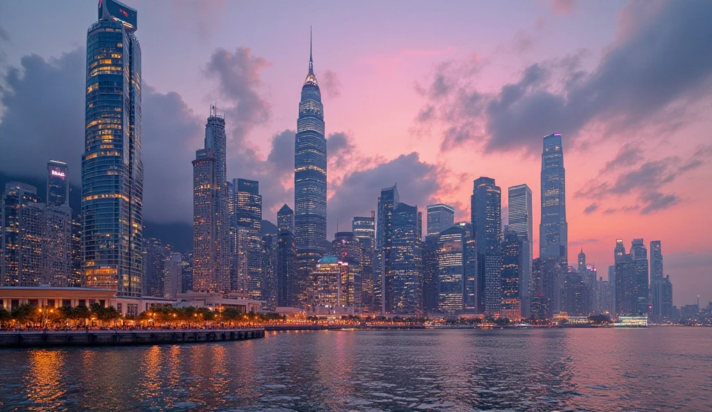 (sci fi city,warm colored light,Perfect details):1.2,(Shanghai's cityscape:0.9,cinematic Film still from:0.8),Real picture。