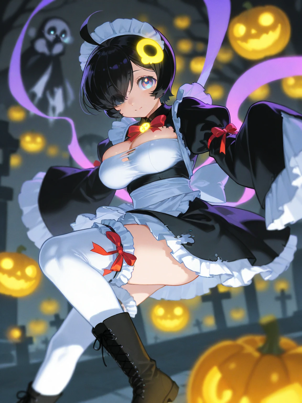 (masterpiece, best quality:1.2), 1girl, solo,standing_split,
Lambdadelta, pink beret, dress, blonde hair, short hair, pink and white striped knee highs, pink shoes, red eyes, pumpkin, Jack-o’-lantern