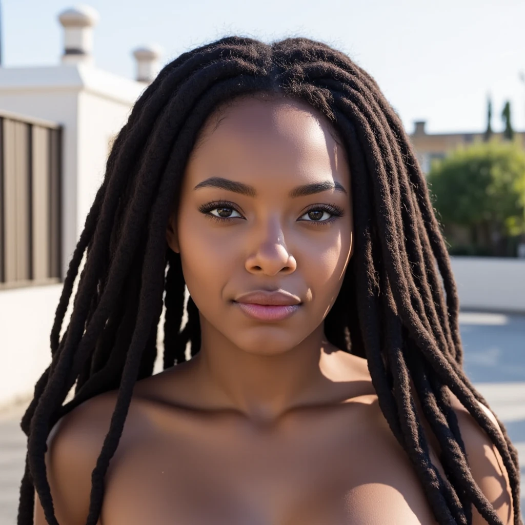 sexy black Caribbean female with dreads smoking weed
