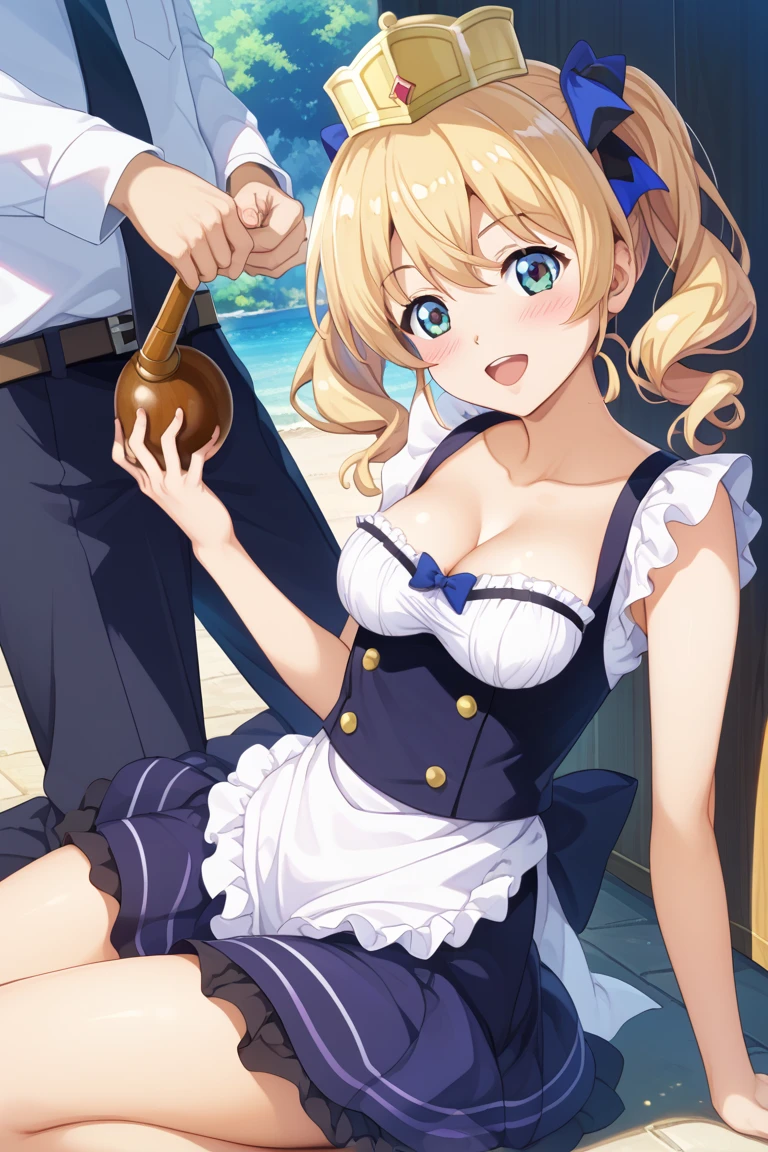 (from below:1.2),(from side:0.9), ((cute Face)), (Close-Up:0.6), ((looking at viewer, holding a icecream)),(Italian sweets magazine cover:1.4), highest quality、(real、photorealistic:1.5),(ultra high resolution,dark blue hair,long hair,side ponytail,hair between eyes,bangs, (beret, black jacket, open clothes, cleavage, midriff, black shorts, black thighhighs, thigh strap, fingerless gloves, single glove:1.2), (double breasted,under bust:1.2), sitting at a table, cute, anime visual of a cute girl, cute anime girl, eating cakes, young anime girl, guweiz, high quality anime artstyle, anime girl, artwork in the style of guweiz, beautiful anime girl, pretty anime girl, (anime girl), official artwork,(with sparkling eyes and a contagious smile),her thin pubic hair, looking at viewer, pose muy sexy"