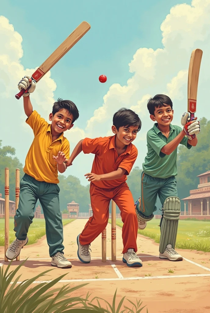 I am reminiscing about the beautiful memories I had in the past. That memory is playing cricket with my friends when I was a child.