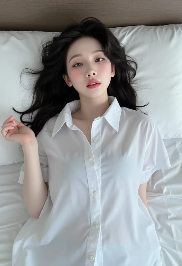 Korean female teacher,Being in a hotel,(Lying on her back in bed:1.5),legs are open,(The legs are erected by the man and rested on the shoulders:1.5),(Being touched by men:1.5),(Being stroked by a man's crotch:1.1)
(((tmasterpiece))), ((best qualtiy)), ((intricately details)), ((ultra-realistic realism)), Ridiculous res, A MILF, Mature woman, ssee-through, highly detailed, illustratio, 1. Mature women, ((Large breasts)), (areola of breast),perfect hand, detailed finger, Beautiful detailed eyes,Wavy curly hair,with brown eye, name badge, vd, (Teacher's Uniform:1.2), Translucent white shirt,Get wet,(The shirt buttons were unbuttoned,no brassiere,Breasts leaking out of clothing),Black pencil skirt, (Black tights:1.1),Camel toes,耳Nipple Ring, detailedbackground, Bedrooms, perfect eyes, Seductive eye,Cocked buttocks,Reddened face,(weeping:1.2),Confused eyes