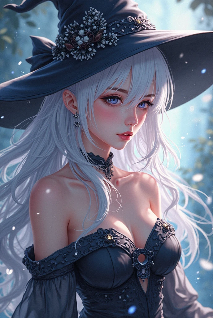 Lots of silver stars and rivers twinkling Glitter and seductive Glitter like a jewelry box intergalactic You can also see large galaxies and the Milky Way shine beautful view Cute cat-eared witch girl No zombie makeup Like a fortuneteller Mysterious Halloween Accessories