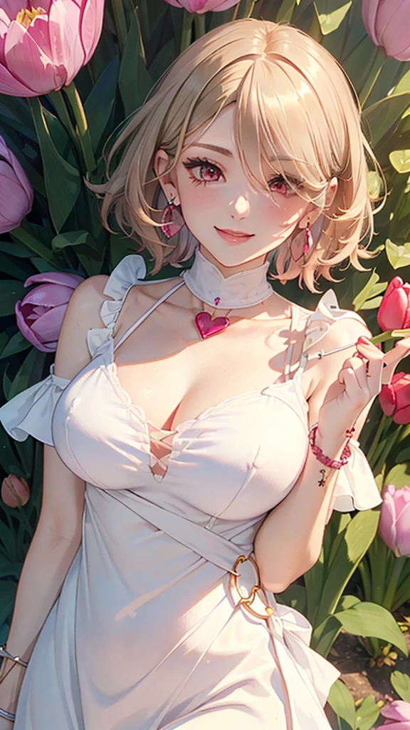(from above:1.2),(from side:0.9), ((Face)), (Close-Up:0.4), ((looking at viewer, holding a bouquet)),(magazine cover:1.4), highest quality、(real、photorealistic:1.4),(ultra high resolution, 8K RAW photo, clear focus), best qualtiy, natural lighting, field depth, (Bright pupils, detailed beautiful eyes, high detailed face), Red lip, (tight focus:1.2, from below), sexy posing, seductive weak smiling, Looking at Viewer, Cinematic lighting, Perfect, softlight, High resolution skin:1.2, Realistic skin texture, body tired from sports、30 years old mature woman、a small face、beautiful-makeup、Makeup light、Shortcut Hair、dark brown hair、Bust b Cup, Amazing Cleavage, thin waist, big ass, Raised sexy, big breast: 1.2 posed cleavage:1.2、off shoulders、Sportsbra、legginullnude、cute wall background .