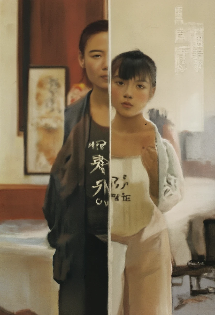 Young Man and young woman, sitting, looking at each other 