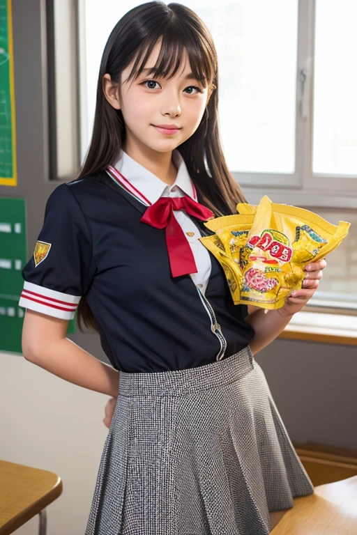Award - winning photograph, Masterpiece, 8k, ultra high res, hyper detailed, portrait photo sexy little latin girls about 10 years old in a classroom, they are wearing a short top, very super mini skirt, thong, panties, high socks, fishnet legs, high heels, they are grabbing a banana, ass
