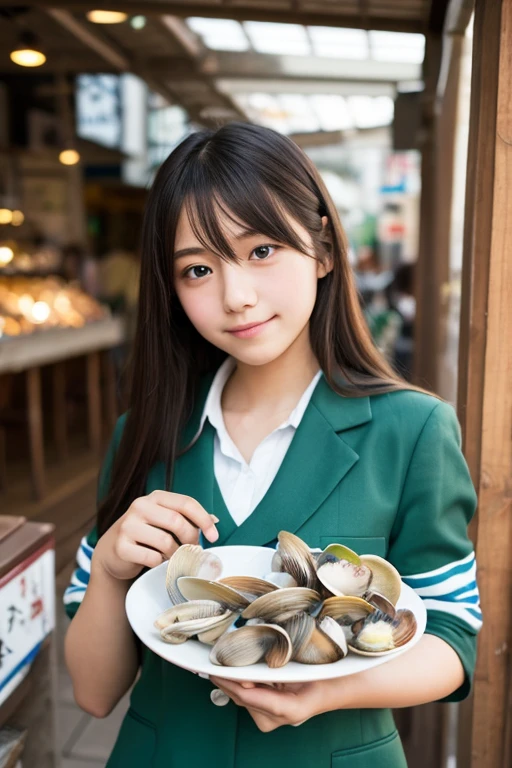 The customer next to me is an oyster girl eating oysters.