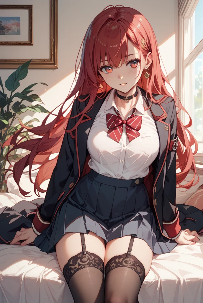 Redhead Maid clothes Morbid paleness Red Eye Knee-high boots