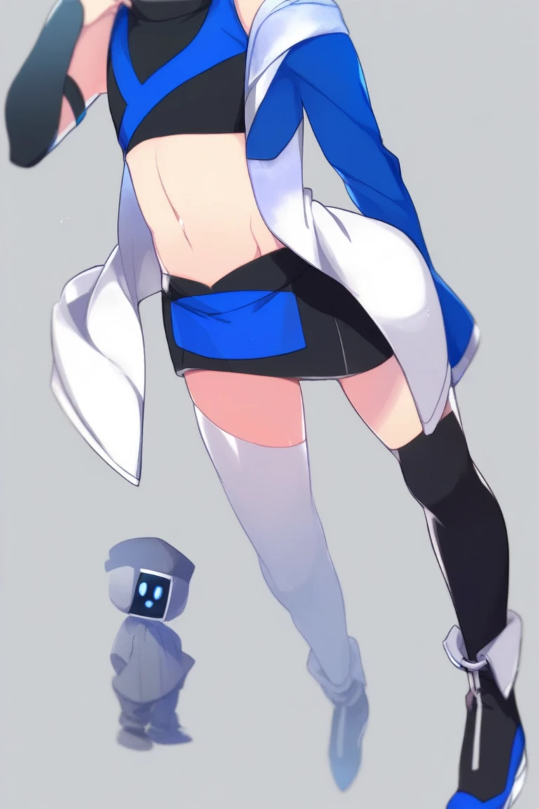 (masterpiece:1.4), (best quality:1.4), (high resolution:1.4), cartoon style, Jenny(XJ9)<lora:Jenny(XJ9):1>, blue university jacket, comfy pants, smile, blue twintails, white and blue skin, robotic parts, robot joints, doll joints, android, cowboy shot, looking at viewer, detailed face, detailed eyes, small breasts, curvy, blue hair, artstation female body, from the front, dynamic pose, solo, 1girl, perfect hands <lora:add_detail:0.7> <lora:aki-puffy-only-epoch-000002:0.4>