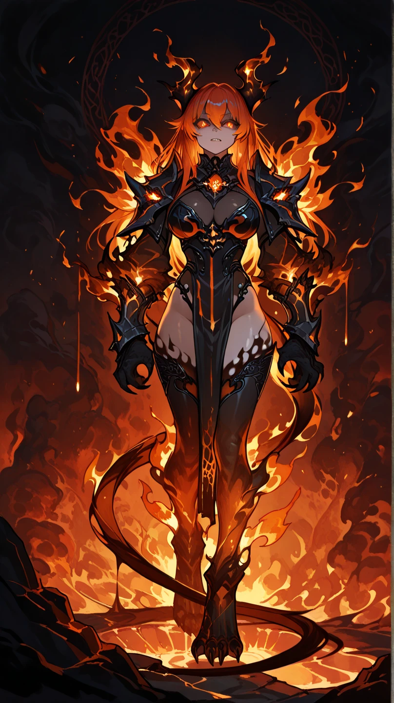 (From below),1 Sexy Demon milf, queen of the damned, Woman, busty, curvy hips, skull, lowleg panties, (holding flames:1.4), Crown of the thorns of the skeletal ram, Flame Shoes, Dynamic Digital Painting, (bokeh:1.5),Epic composition, improve the quality of the face