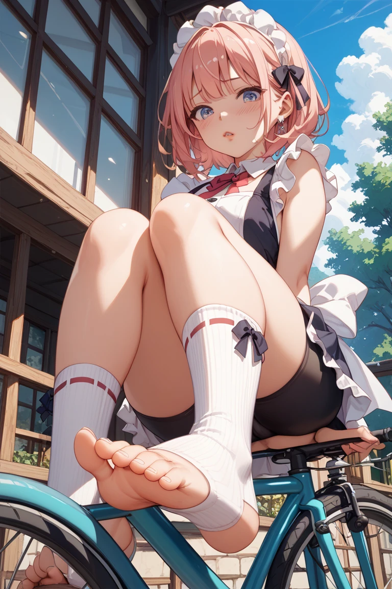 ((nswf Japanese)),(((trembling:1.3))),,Absurd, High resolution, break Show Viewer, whole body, (From below:1.5) break (Bright colors:1.3) break (One Girl:1.3), (change:1.2),Redhead, blue eyes, Tennis uniform, Hair Clip, Earrings, jewelry, nm1, Hair Ribbon, short hair, Tennis Cosplay, (Pleated super short skirt:1.4), (Thighs:1.3), large chests, (Wicked Smile:1.3), Open your mouth, (Arms crossed:1.3), (chest:1.3), Round eyes, (blowing in the Wind:0.5), Sweat around the girl, Dripping sweat, (((Very cute panties))), (Sit on a bench:1.3), (barefoot:1.3), (Foot seal:1.2),Spread your legs,Looking down,Show Viewer, Perfect Legs,Focus on the soles of the feet, Detailed depiction of the crotch,From below ceiling, I breathe, throw, (Glowing Skin:1.4), Squall (Wind:1.2), speed, 爽やかなWind, Motion Blur Effect, Wind break background is (Tennis court:1.3), (Stand in the center of the screen:1.3), (10,000 spectators:1.3), There are several people behind you, Blue sky with clouds, Outdoor, (Amazing panoramic views:1.2), Wind break sunlight, Nice views, Rainbow in the sky, Particles of light, Dynamic Angle, Dutch Angle, perspective break (Daytime, Sunbeam:1.2), Written boundary depth, Bokeh, Light leakage, (chromatic aberration:1.2), noon break