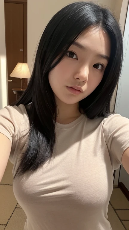 asian teen woman selfie with bangs