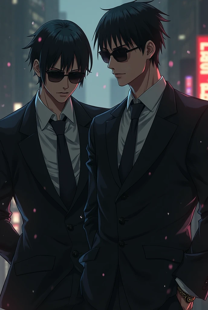 Black hair mohawk, dark skin, handgun, black suit vest, cigarette