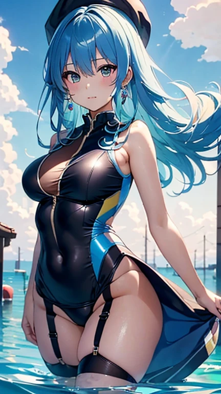 sheストッキングを履いてオマンコを見せている、8k、China dress、Highest quality、Tabletop、Ultra HD、Very detailed、so beautiful、Very detailed髪質、so beautiful、Portraiture、Ezvian everywhere、Captivating look、Beautiful woman、Long Blue Hair、blue eyes、Glowing Skin、bursting breasts、Very large breasts、Very big ass、Water droplets running down the skin、The background is a great night pool、naked、Excessive pubic hair growth、Two Arms、Two legs、I can see、blush、she'I feel good、Detailed and high-resolution clothing fabrics、I want to see her pussy、彼女のI can see、China dressはハニカム柄です、Sweat running down my whole body、Chinese style sexy black stockings、Wearing stockings、I can see pussy、the body is very wet、China dress:1.5、On all fours、Showing anal