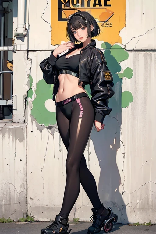 (Cute woman: 1.5), gothic girl, full body, (((small woman))), (((short stature))), (colored skin), (dark green skin), huge pointed ears, long hair and messy, low twin tails, puppy bows, pastel purple hair, big round eyes, heterochromia, bushy eyebrows, big realistic round nose, freckled nose (shiny fur), makeup, cat eyeliner, dark smoky eyeshadow , bright natural lips, spaghetti strap camisole top, off-the-shoulder lace-up hoodie, gothic plaid pleated skirt, ripped thigh-high stockings, Doc Martens platform, (((big chest))), (((slim waist) ))), perfect hips, apple butt, (masterpiece), (((best quality 8k,16k))) vibrant colors, (specular lighting), (dynamic shadows), bored expression, raised eyebrow, hands on hips , city street during daytime, elf girl, (((detailed uktra skin))), UHD, (focused), ((sharp)),