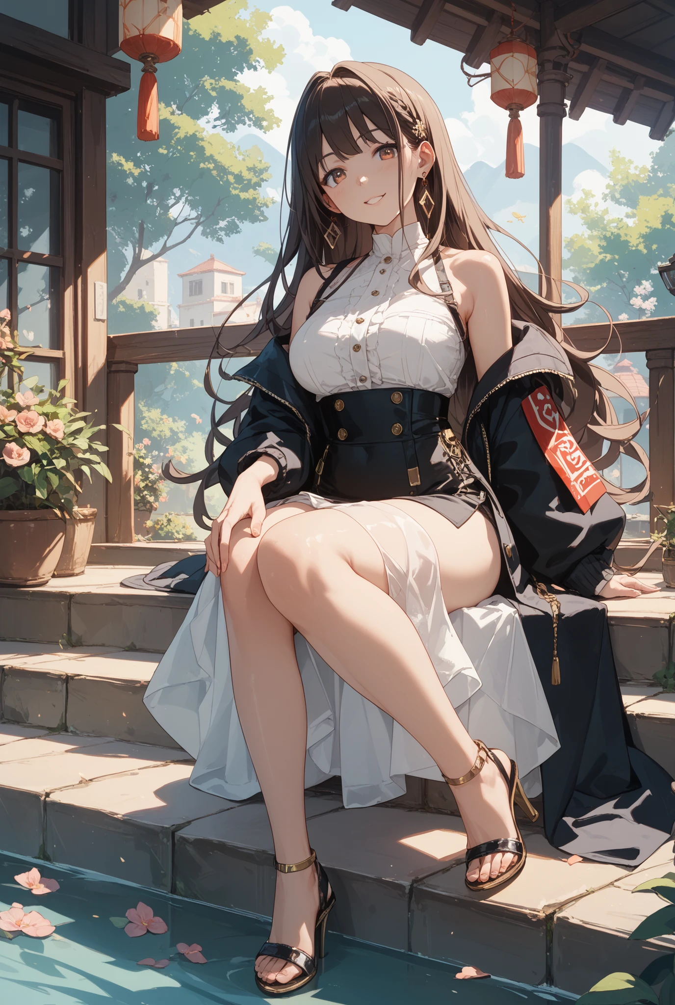 (masterpiece、highest quality、High resolution、realistic pictures、real looking skin:1.1), (She is wearing a tight gray knit minidress with long sleeves。.:1.5), (There is a small gap in the chest of that dress.、I can see the cleavage.:1.5), 1 Japanese woman, beautiful eyes, shining eyes, brown hair, medium long hair, OL, (I rolled up the hem of my dress and took off my panties.々I'Iはそれを人に見せています:1.8), (brown long boots:1.8), (fancy pattern panties: 1.5), (provocative and grinning expression:1.5), (The place is an amusement park with no people.:1.5), (full body figure:1.5), NSFW
