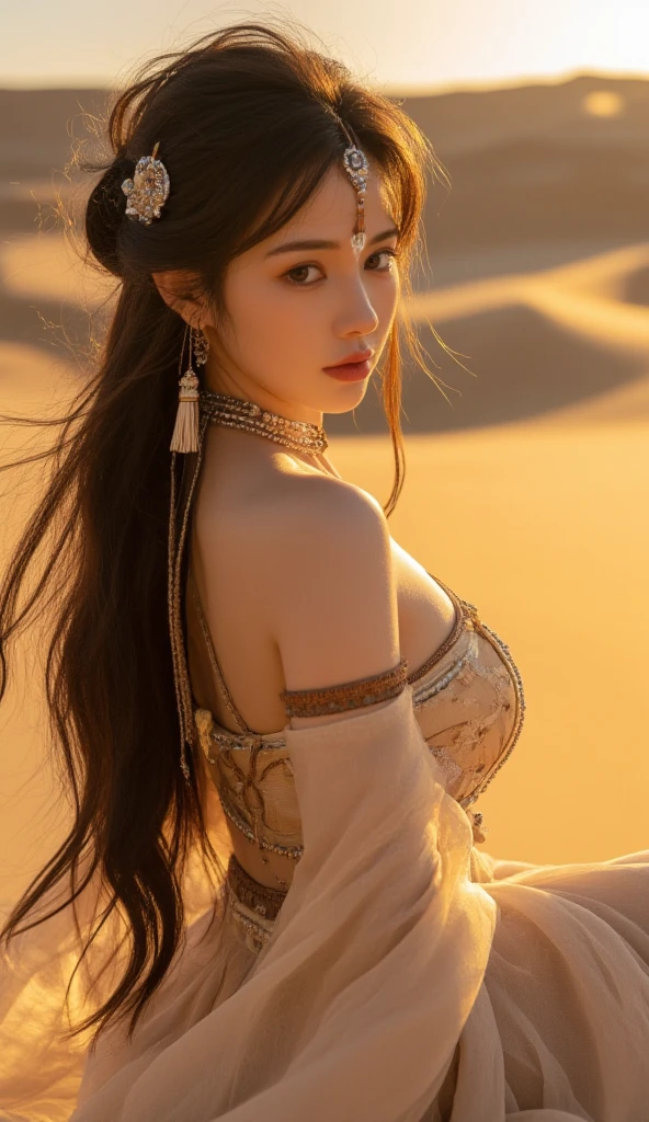 (highres, ultra-detailed, realistic:1.37), aerith, final fantasy, beautiful body, beautiful detailed eyes, detail-oriented nose, luscious lips, long flowing hair, radiant smile, elegant crown, royal attire, intricate jewelry, graceful pose, enchanting expression, majestic castle in the background, vibrant colors, soft lighting, regal atmosphere, atmospheric perspective, stunning landscape, floating clouds, magical aura, timeless beauty, intricate patterns, ethereal ambiance, striking contrast, dreamlike quality, cinematic composition