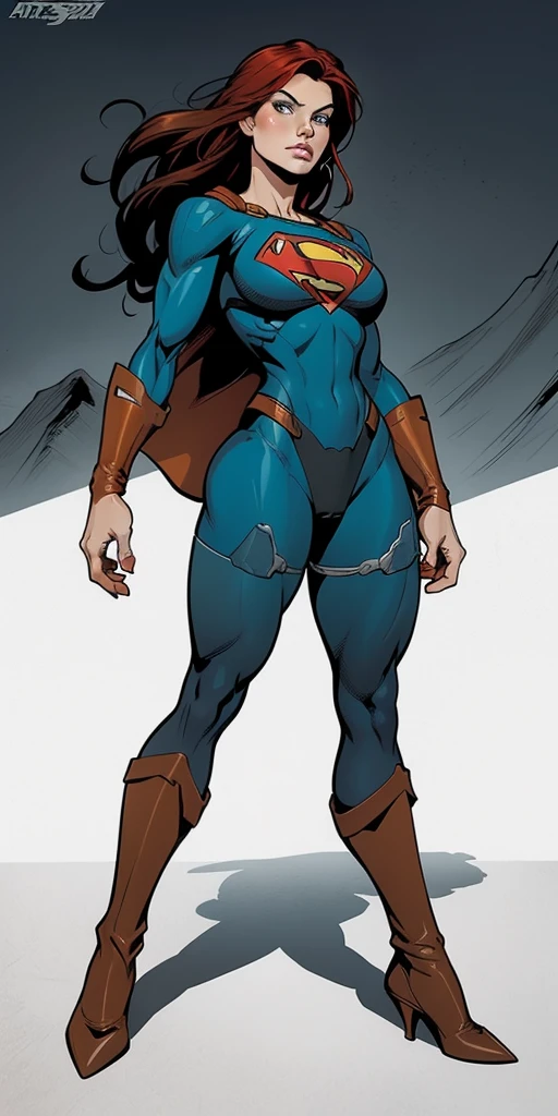 ((Full body photo, standing, feet on the ground)) wonder woman, 1girl, female focus, solo, black hair, blue eyes, superhero, gloves, makeup, lipstick, bodysuit, breasts, medium breasts, leotard, monitor, ((work of art))