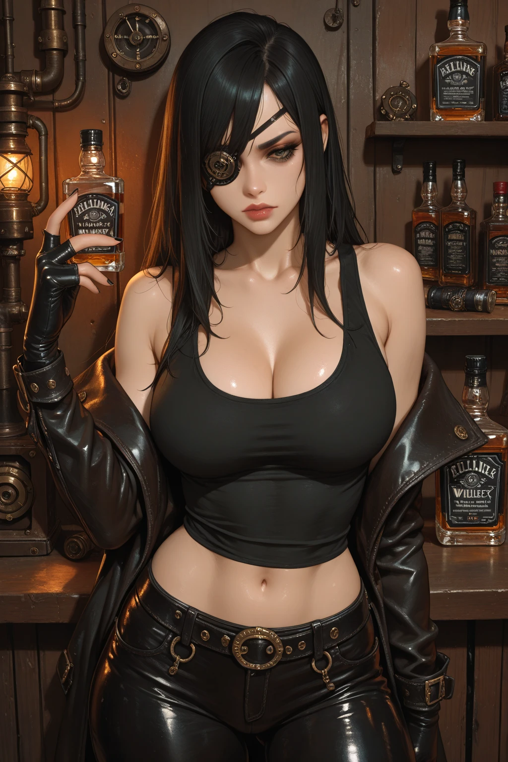 Katy Perry baring her midriff, at a bar in New York ((best quality)), ((masterpiece)), ((big breasts)), ((cleavage)), ((midriff))