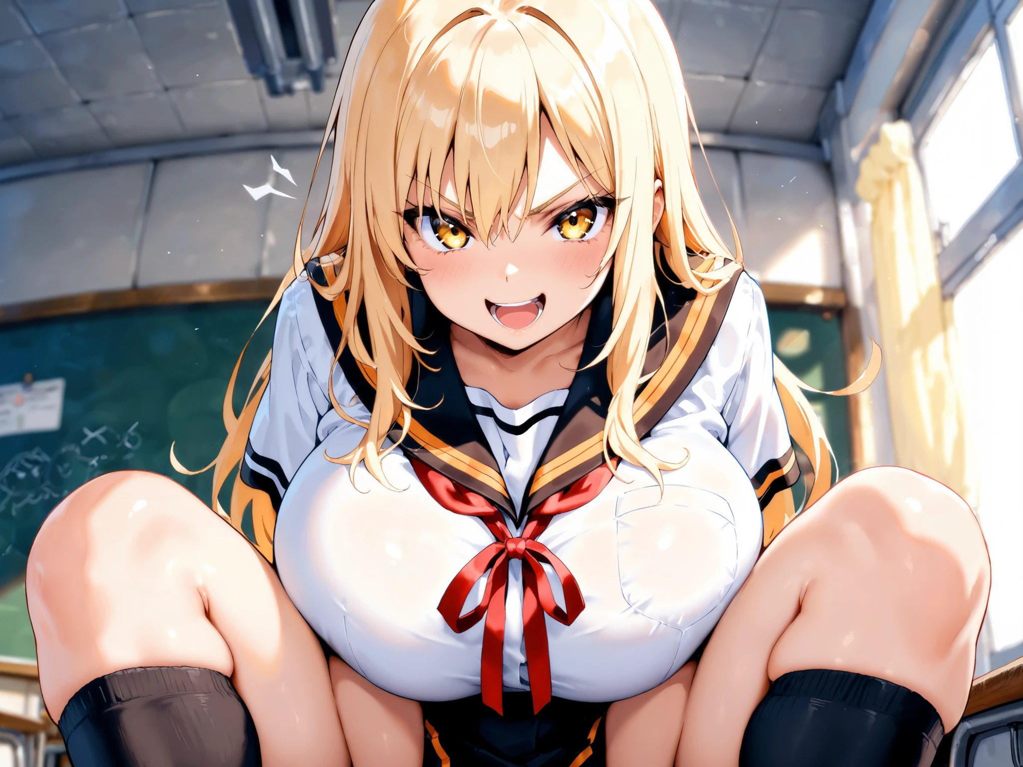 high quality, masterpiece , wallpaper, One beautiful girl, Highly detailed eyes and face, Beautiful attention to detail, Blue Eyes , Beautiful blonde hair , deep night, 20-year-old , Large Breasts、Nipples , Hairstyle Long , Mole on cheek , Ahegao , Ecstasy face , Masturbation, Climax , Sticking out tongue , Drooling from the mouth , Kantai Collection Atago , sweating , Costume Black Office Lady , show off my crack , no bra no pants , Expression of sigh , lick , face dripping , right hand between legs , full body , open legs ,make love , grab wet , heart-shaped pupils , oil skin, tears